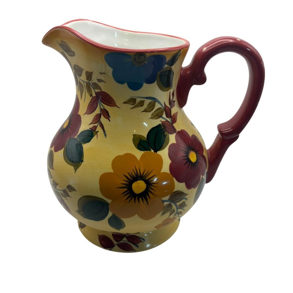 Oneida Floral Glassware Kitchen Dinnerware Sunset Bouquet Serving Pitcher